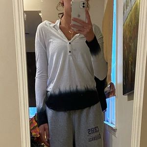 White dip dye blue top